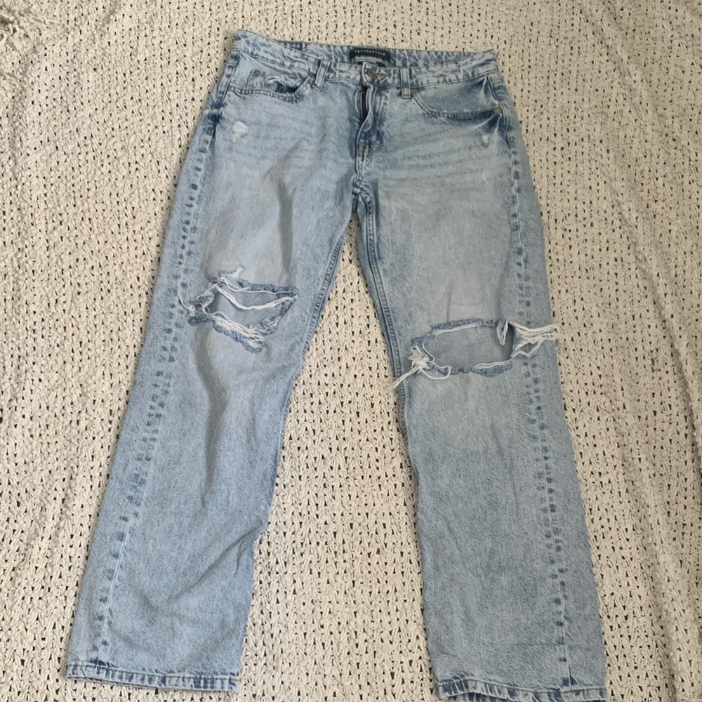 Aeropostale Light Blue Straight Leg Distressed Jeans